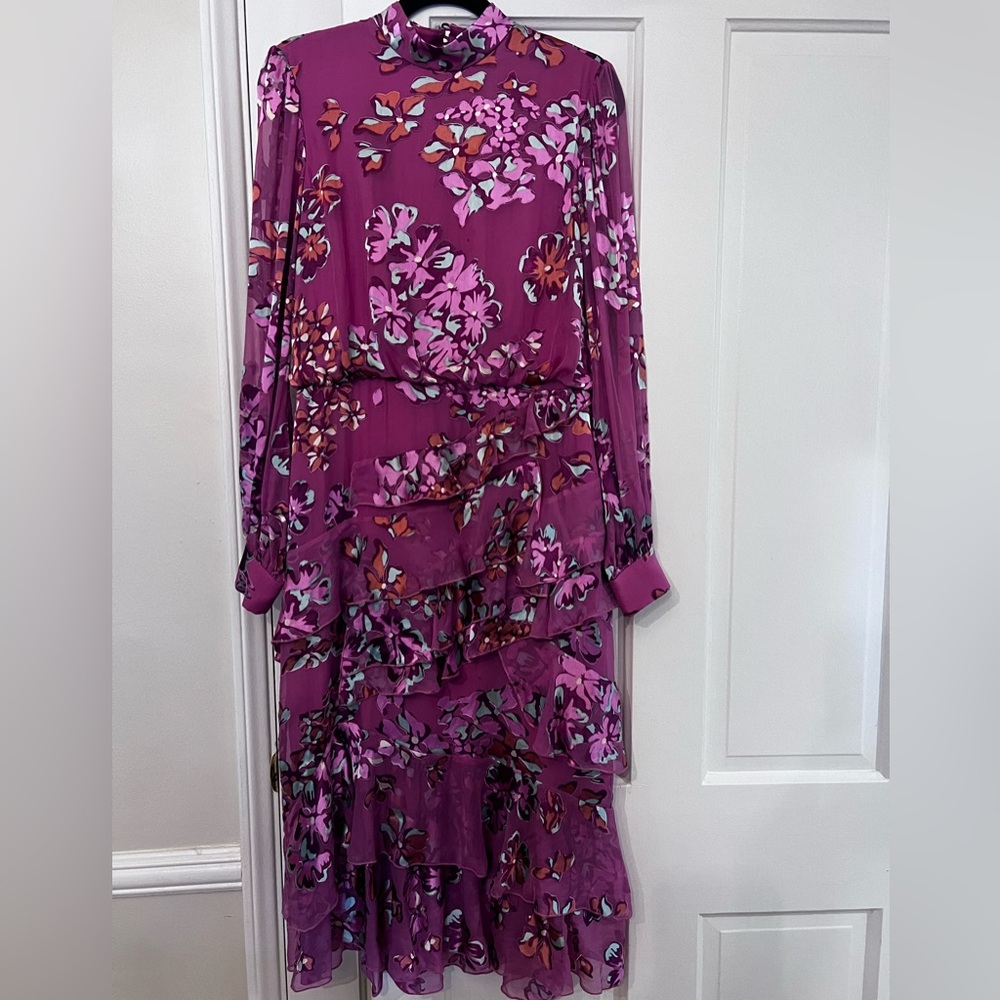 WORN ONCE Saloni silk burnout floral midi dress